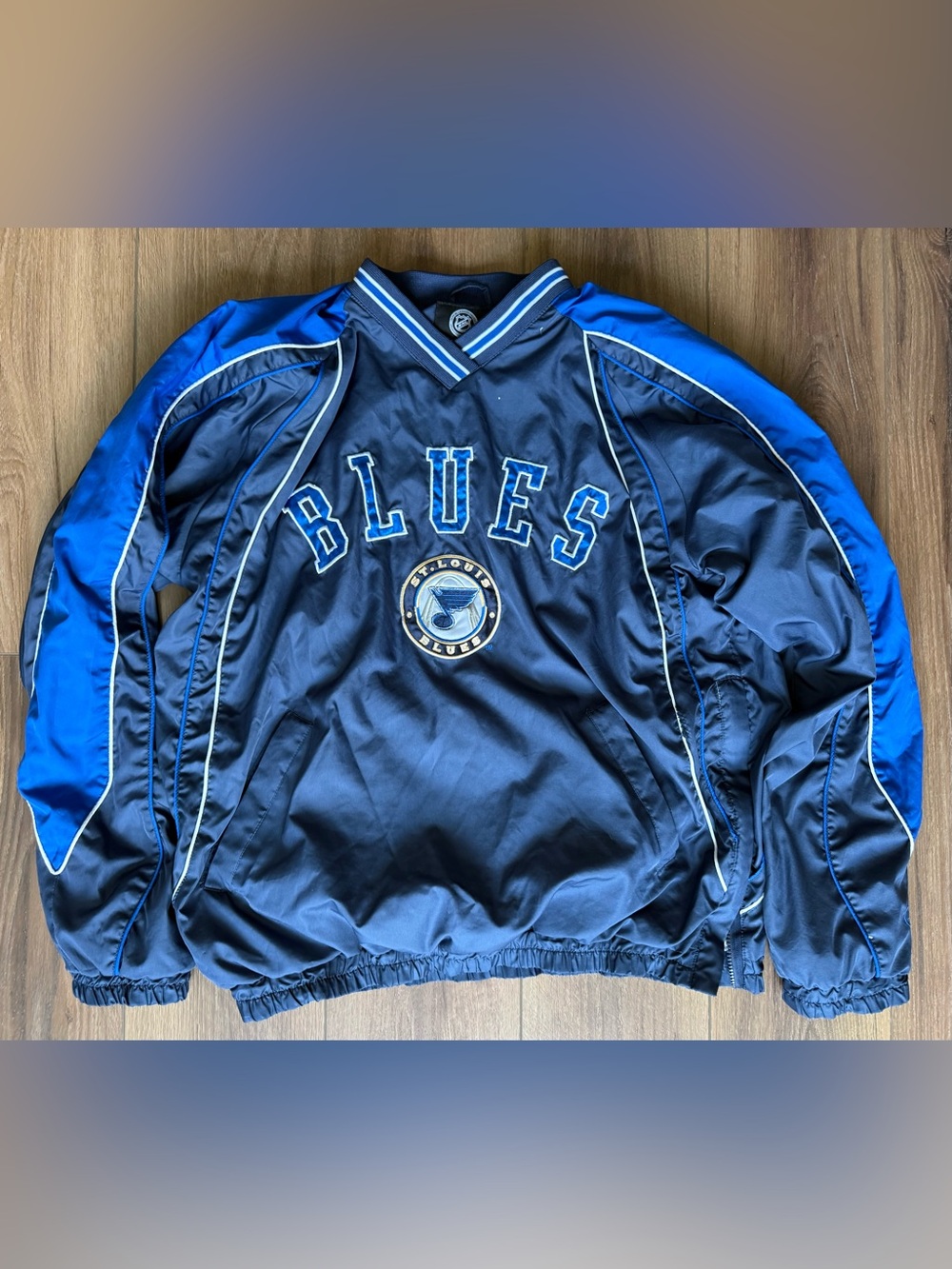 St. Louis Blues Jacket Mens Medium Navy Blue Full Zip Fleece NHL G3 Carl Banks